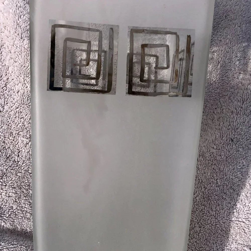 Pier 1 Hand Painted Frosted Glass Vase Large Gorgeous 10